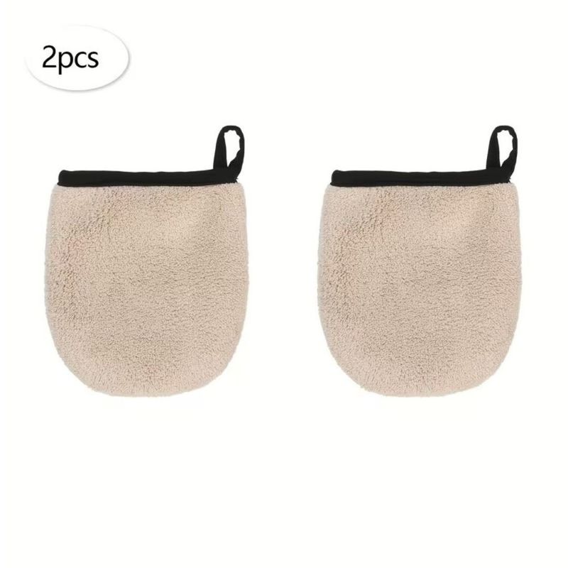 Ingrijire personala si Cosmetice - Ingrijire personala - Ingrijire corp - Bureti de baie - Set de 2 manusi pentru demachiere, curatarea umeda a fetei si exfoliere delicata, bej, AK25, eCarla - Infinity.ro