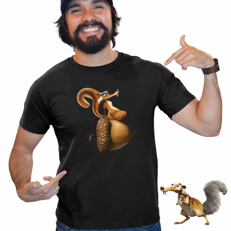 Fashion, accesorii si bijuterii - Barbati - Imbracaminte - Tricouri si bluze barbati - Tricou Barbati Ice Age Scratte Veverita, negru, marime 3XL - Infinity.ro