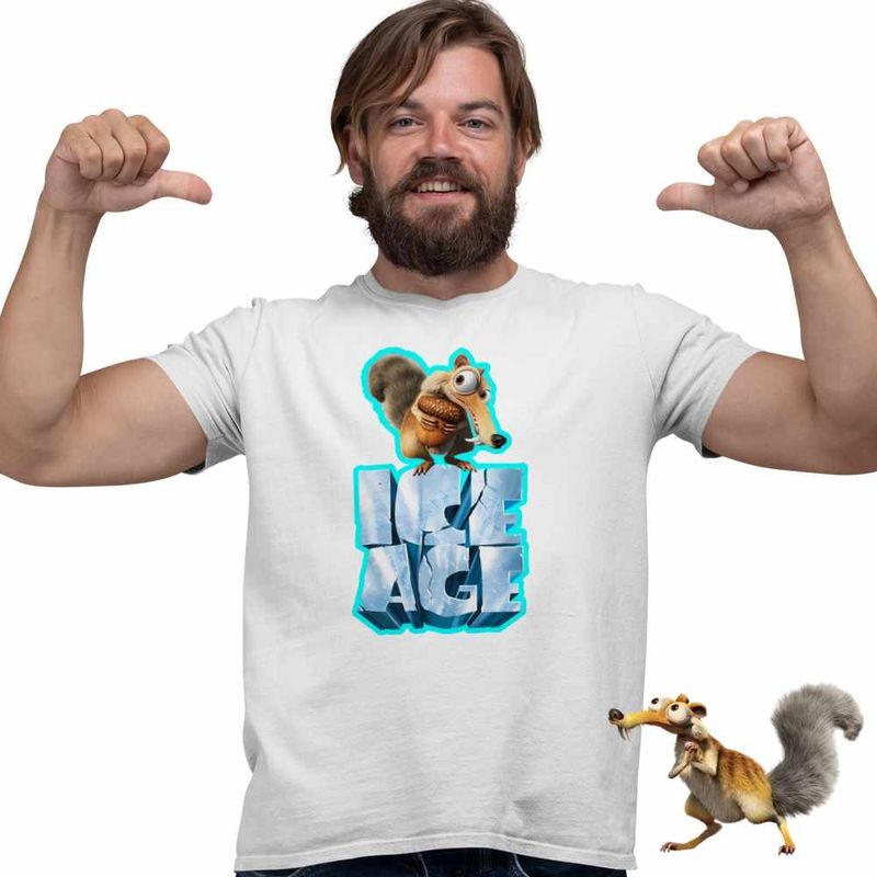 Fashion, accesorii si bijuterii - Barbati - Imbracaminte - Tricouri si bluze barbati - Tricou Barbati Ice Age Scrat Mood, alb, marime M - Infinity.ro