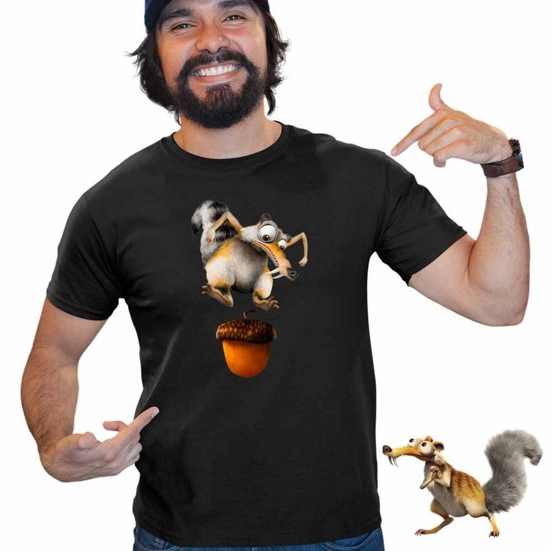 Fashion, accesorii si bijuterii - Barbati - Imbracaminte - Tricouri si bluze barbati - Tricou Barbati Ice Age Scrat Veverita, negru, marime L - Infinity.ro