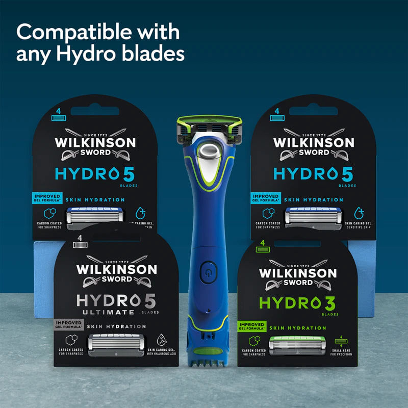 Ingrijire personala si Cosmetice - Aparate & accesorii ingrijire personala - Aparate de ras si tuns - Aparate de ras electrice - Set Wilkinson Hydro5 Groomer 4 in 1 cu 5 Lame, Aparat de Ras si Tuns, Barbati, 1 Rezerva - Infinity.ro
