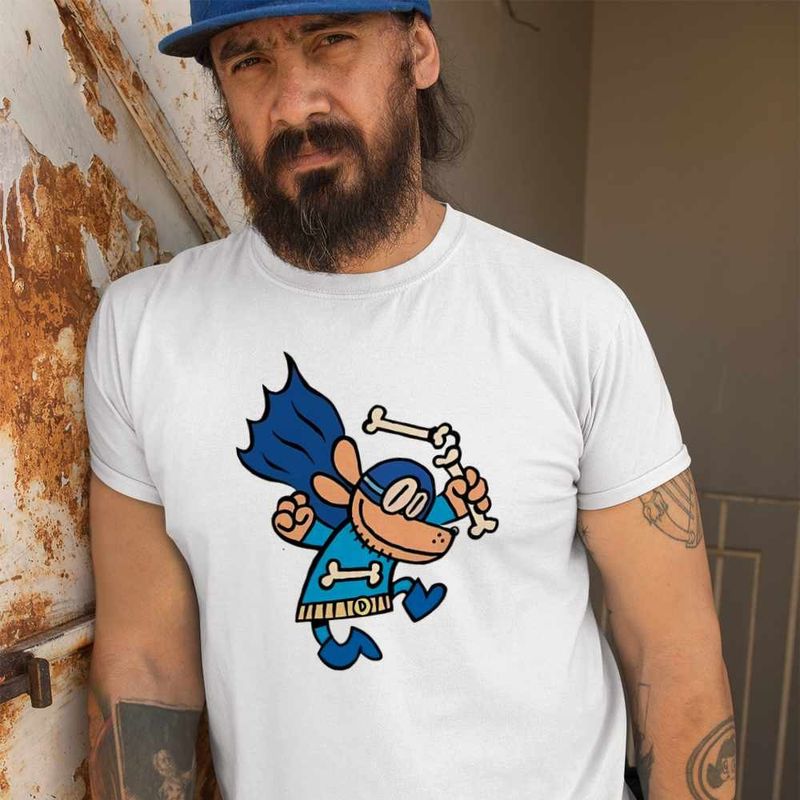 Fashion, accesorii si bijuterii - Barbati - Imbracaminte - Tricouri si bluze barbati - Tricou Barbati Captain Underpants Dog Man Cat Kid Capitanul Chilot Ninja, alb, marime L - Infinity.ro