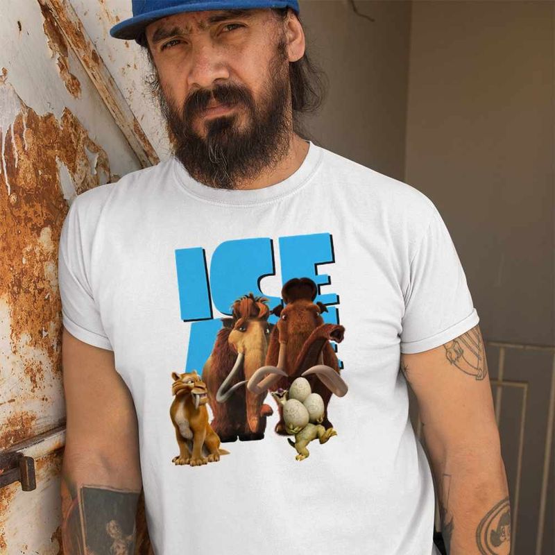 Fashion, accesorii si bijuterii - Barbati - Imbracaminte - Tricouri si bluze barbati - Tricou Barbati Ice Age Manny Crazy Times, alb, marime L - Infinity.ro