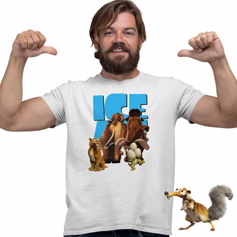 Fashion, accesorii si bijuterii - Barbati - Imbracaminte - Tricouri si bluze barbati - Tricou Barbati Ice Age Manny Crazy Times, alb, marime L - Infinity.ro