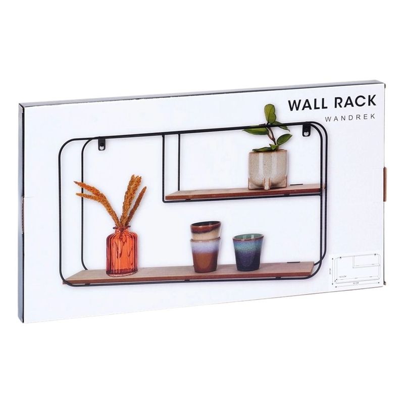 Casa si Gradina - Mobilier - Biblioteci si rafturi - Rafturi - Etajera metalica de perete cu 2 polite MDF, 52X10.5X29 cm - Infinity.ro