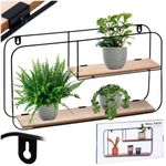 Casa si Gradina - Mobilier - Biblioteci si rafturi - Rafturi - Etajera metalica de perete cu 2 polite MDF, 52X10.5X29 cm - Infinity.ro