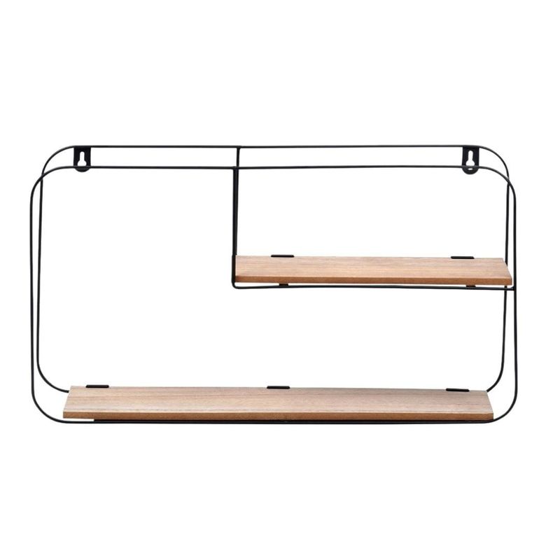 Casa si Gradina - Mobilier - Biblioteci si rafturi - Rafturi - Etajera metalica de perete cu 2 polite MDF, 52X10.5X29 cm - Infinity.ro