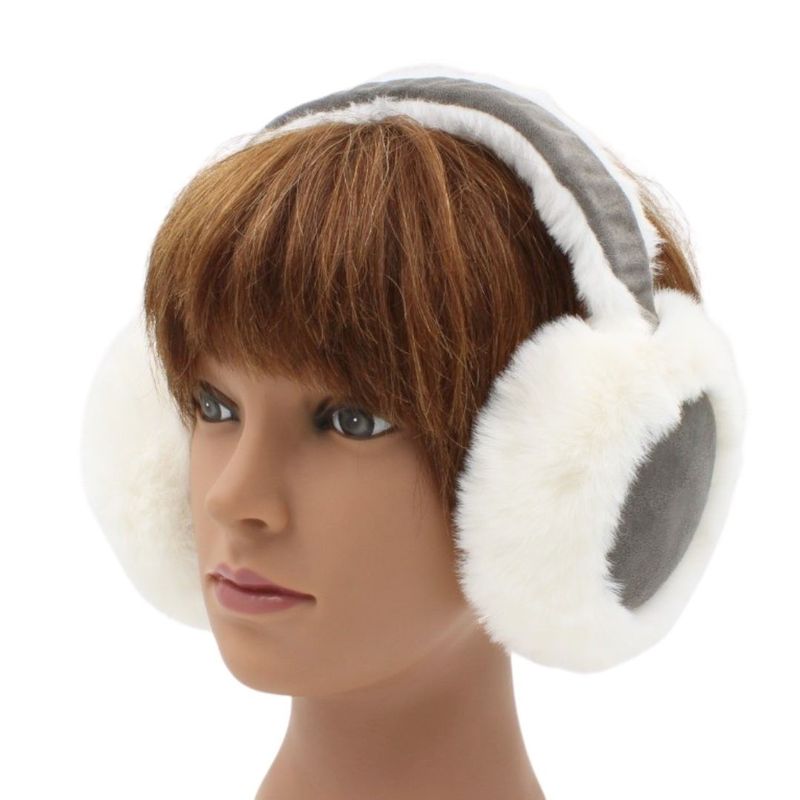 Fashion, accesorii si bijuterii - Femei - Accesorii femei - Alte accesorii femei - Casti pufoase pentru urechi, Antonio, cu aspect de piele intoarsa, culoarea gri, one size - Infinity.ro