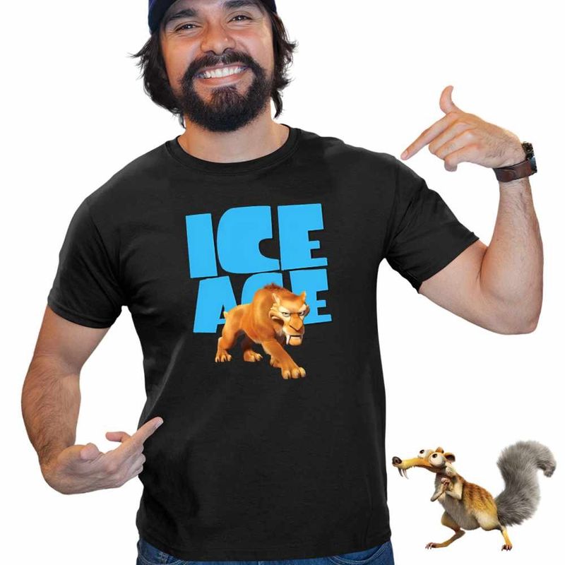 Fashion, accesorii si bijuterii - Barbati - Imbracaminte - Tricouri si bluze barbati - Tricou Barbati Ice Age Diego Smilodon Tigru, negru, marime 3XL - Infinity.ro