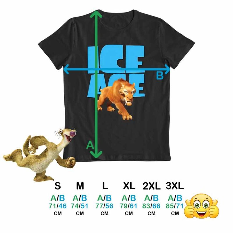 Fashion, accesorii si bijuterii - Barbati - Imbracaminte - Tricouri si bluze barbati - Tricou Barbati Ice Age Diego Smilodon Tigru, negru, marime 3XL - Infinity.ro