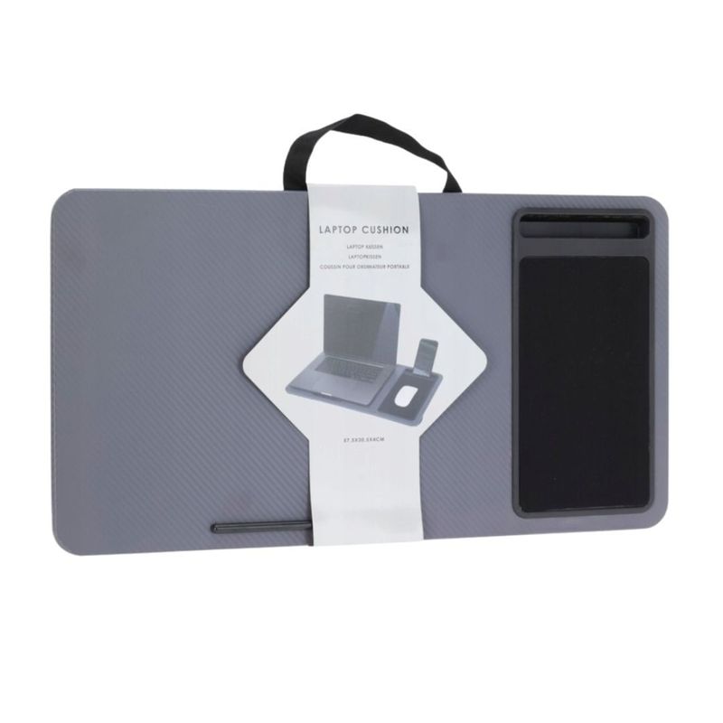 Laptop, Telefoane si Tablete - Laptopuri si accesorii - Accesorii Laptop - Standuri/Coolere notebook - Masuta portabila pentru laptop, cu pernuta si mousepad, gri, 57.5x30.5x4 cm - Infinity.ro
