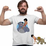 Fashion, accesorii si bijuterii - Barbati - Imbracaminte - Tricouri si bluze barbati - Tricou Barbati Cartea Junglei Baloo Mowgli, alb, marime 3XL - Infinity.ro