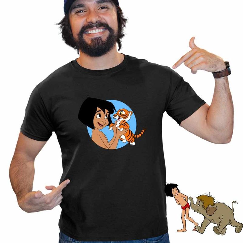 Fashion, accesorii si bijuterii - Barbati - Imbracaminte - Tricouri si bluze barbati - Tricou Barbati Cartea Junglei Mowgli Baby Tiger, negru, marime 3XL - Infinity.ro