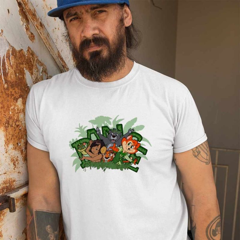 Fashion, accesorii si bijuterii - Barbati - Imbracaminte - Tricouri si bluze barbati - Tricou Barbati Cartea Junglei Mowgli, alb, marime XL - Infinity.ro