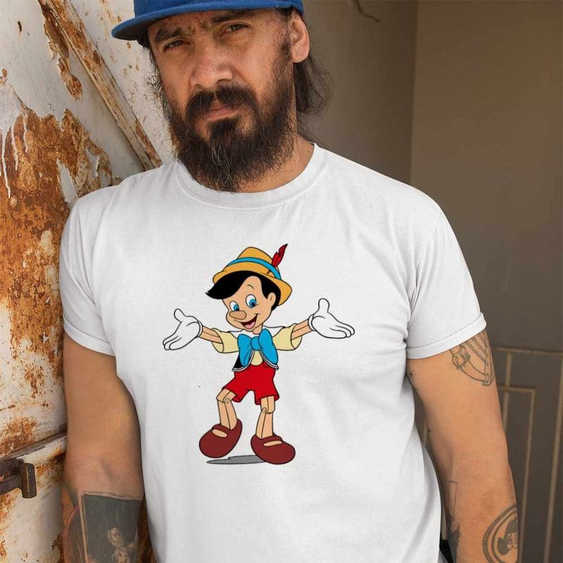 Fashion, accesorii si bijuterii - Barbati - Imbracaminte - Tricouri si bluze barbati - Tricou Barbati Pinocchio Geppetto, alb, marime 3XL - Infinity.ro