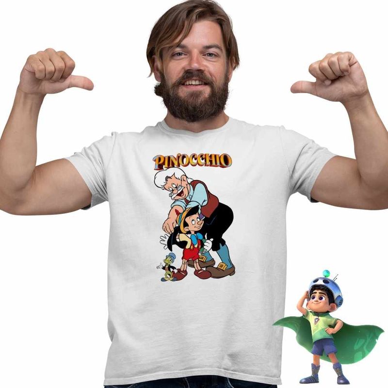 Fashion, accesorii si bijuterii - Barbati - Imbracaminte - Tricouri si bluze barbati - Tricou Barbati Pinocchio Geppetto Jiminy, alb, marime S - Infinity.ro