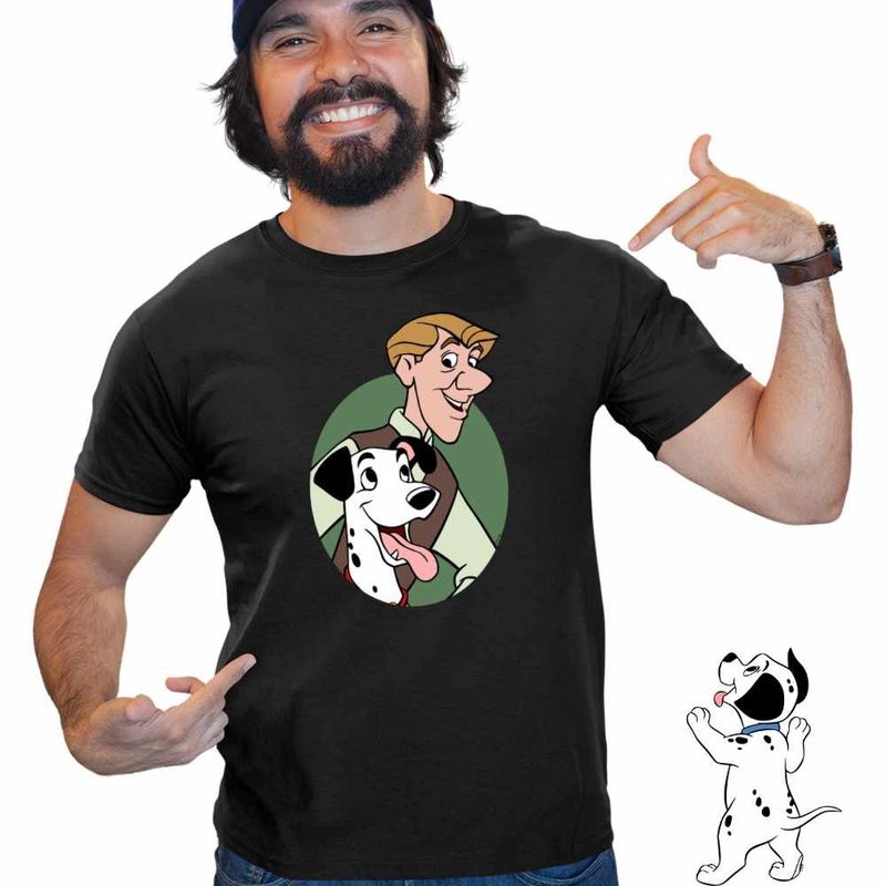 Fashion, accesorii si bijuterii - Barbati - Imbracaminte - Tricouri si bluze barbati - Tricou Barbati 101 Dalmatieni Roger Pongo Catel Dalmatian, negru, marime XL - Infinity.ro