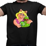 Fashion, accesorii si bijuterii - Barbati - Imbracaminte - Tricouri si bluze barbati - Tricou Barbati The Muppets Kermit the Frog Miss Piggy, negru, marime M - Infinity.ro