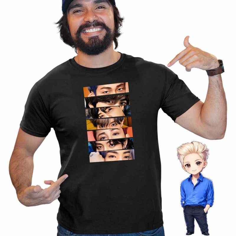 Fashion, accesorii si bijuterii - Barbati - Imbracaminte - Tricouri si bluze barbati - Tricou Barbati Kpop BTS Eyes Bangtan, negru, marime XL - Infinity.ro