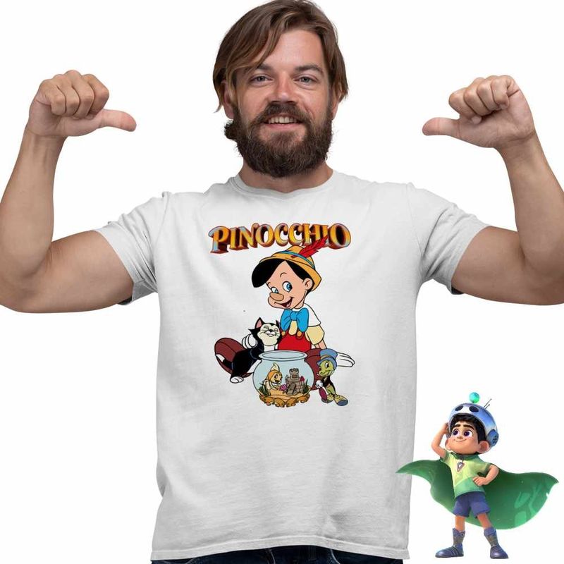 Fashion, accesorii si bijuterii - Barbati - Imbracaminte - Tricouri si bluze barbati - Tricou Barbati Pinocchio Jiminy Figaro Cleo, alb, marime M - Infinity.ro