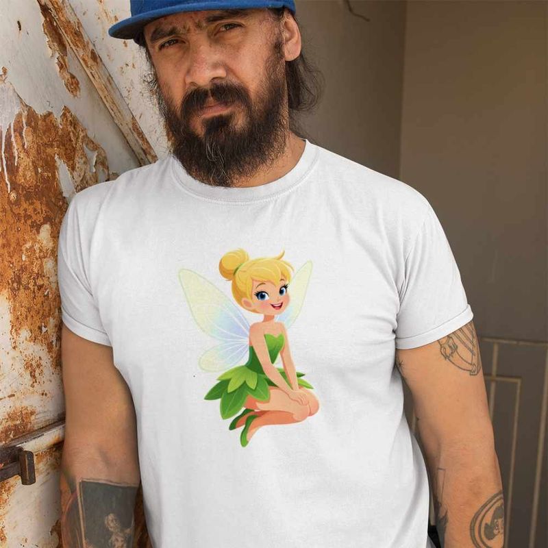 Fashion, accesorii si bijuterii - Barbati - Imbracaminte - Tricouri si bluze barbati - Tricou Barbati Clopotica Peter Pan Tinker Bell, alb, marime 3XL - Infinity.ro
