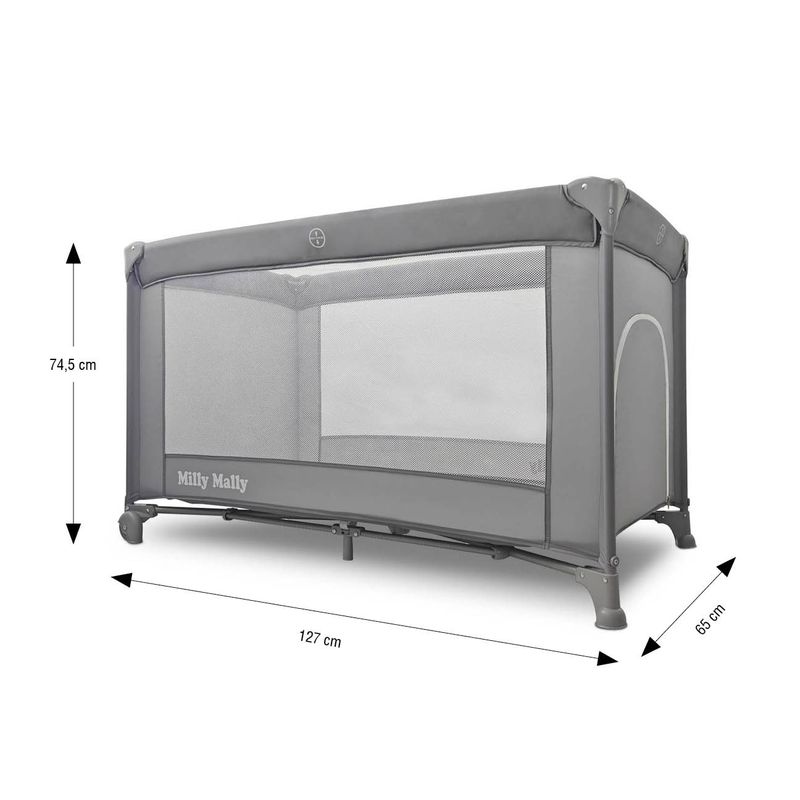 Casa si Gradina - Mobilier - Mobilier copii - Patuturi copii - Patut Pliabil de Calatorie Milly Mally Mirage, Nivel Reglabil, Roti si Geanta Transport, Grey - Infinity.ro