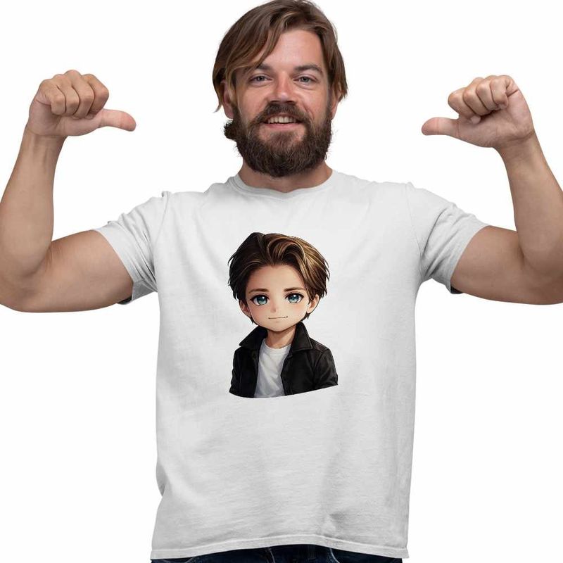 Fashion, accesorii si bijuterii - Barbati - Imbracaminte - Tricouri si bluze barbati - Tricou Barbati Kygo Anime Cartoon, alb, marime M - Infinity.ro
