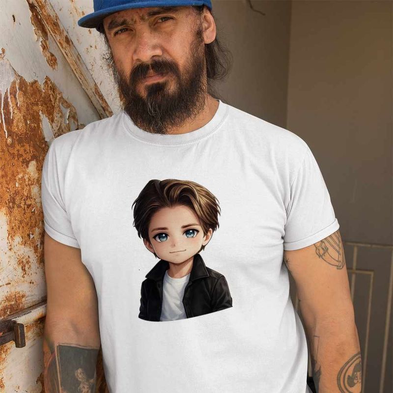 Fashion, accesorii si bijuterii - Barbati - Imbracaminte - Tricouri si bluze barbati - Tricou Barbati Kygo Anime Cartoon, alb, marime M - Infinity.ro