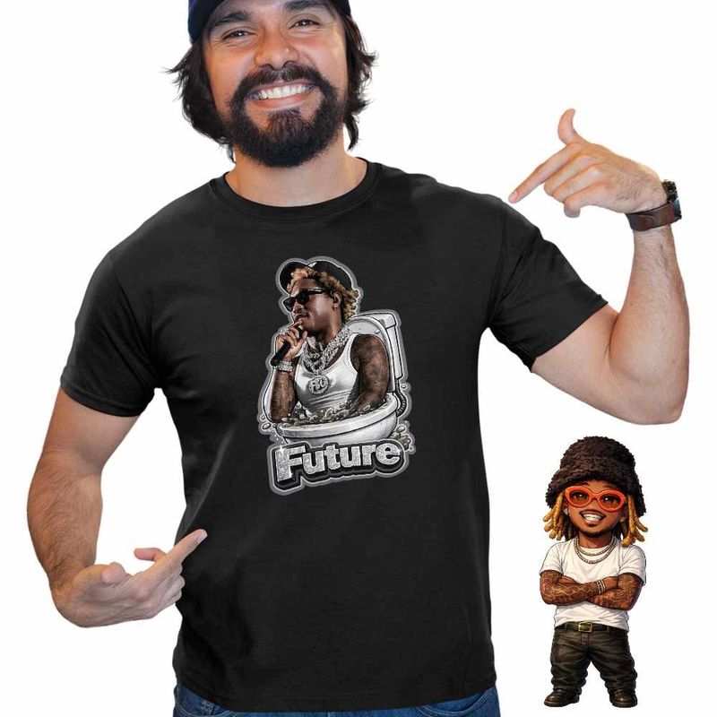 Fashion, accesorii si bijuterii - Barbati - Imbracaminte - Tricouri si bluze barbati - Tricou Barbati Future Skibidi Toilet Rap Music, negru, marime 2XL - Infinity.ro