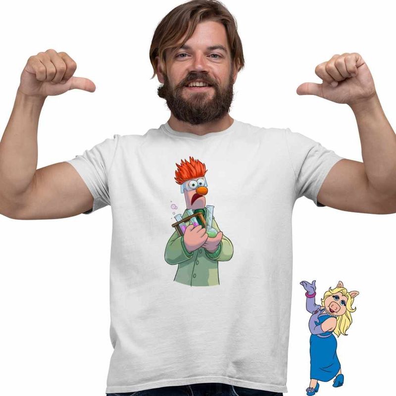 Fashion, accesorii si bijuterii - Barbati - Imbracaminte - Tricouri si bluze barbati - Tricou Barbati The Muppets Beaker, alb, marime L - Infinity.ro