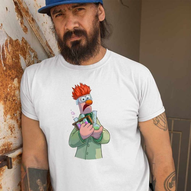 Fashion, accesorii si bijuterii - Barbati - Imbracaminte - Tricouri si bluze barbati - Tricou Barbati The Muppets Beaker, alb, marime L - Infinity.ro