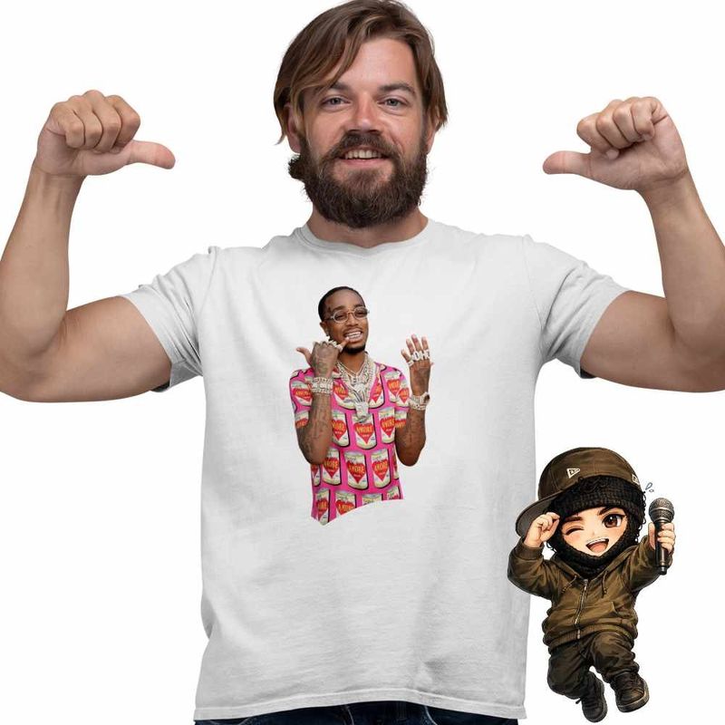 Fashion, accesorii si bijuterii - Barbati - Imbracaminte - Tricouri si bluze barbati - Tricou Barbati Quavo Greatness Trap, alb, marime 3XL - Infinity.ro