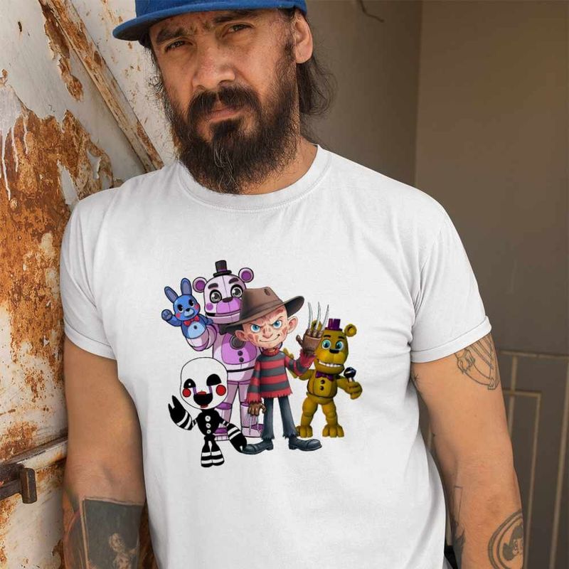 Fashion, accesorii si bijuterii - Barbati - Imbracaminte - Tricouri si bluze barbati - Tricou Barbati Fnaf Freddy Krueger Five Nights at Freddy Horror Halloween, alb, marime XL - Infinity.ro