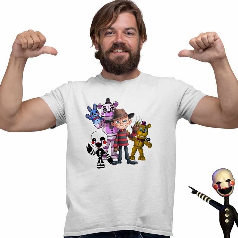 Fashion, accesorii si bijuterii - Barbati - Imbracaminte - Tricouri si bluze barbati - Tricou Barbati Fnaf Freddy Krueger Five Nights at Freddy Horror Halloween, alb, marime XL - Infinity.ro