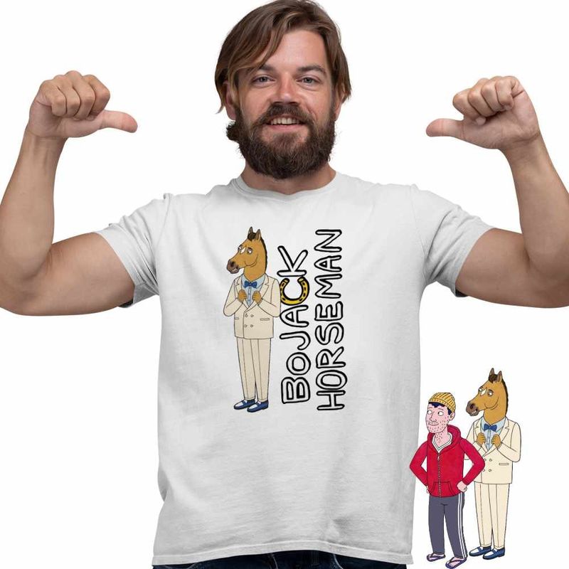 Fashion, accesorii si bijuterii - Barbati - Imbracaminte - Tricouri si bluze barbati - Tricou Barbati BoJack Horseman Aventuri, alb, marime 2XL - Infinity.ro