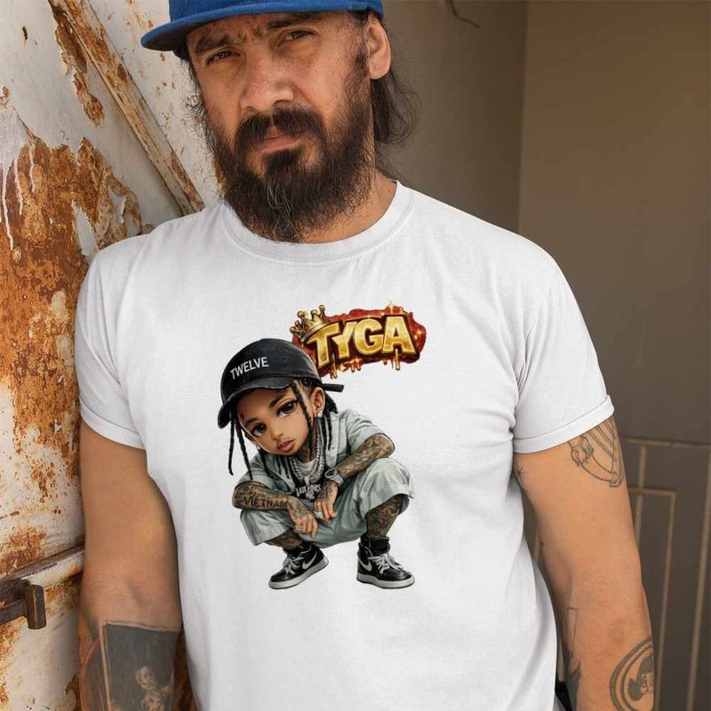 Fashion, accesorii si bijuterii - Barbati - Imbracaminte - Tricouri si bluze barbati - Tricou Barbati Tyga Hip Hop Party Vibe, alb, marime L - Infinity.ro