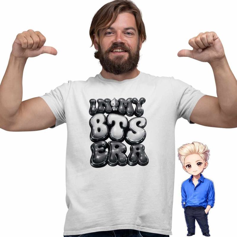 Fashion, accesorii si bijuterii - Barbati - Imbracaminte - Tricouri si bluze barbati - Tricou Barbati BTS Kpop Era, alb, marime XL - Infinity.ro