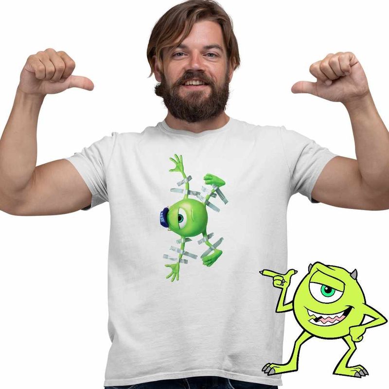 Fashion, accesorii si bijuterii - Barbati - Imbracaminte - Tricouri si bluze barbati - Tricou Barbati Monsters Mike Wall, alb, marime 3XL - Infinity.ro