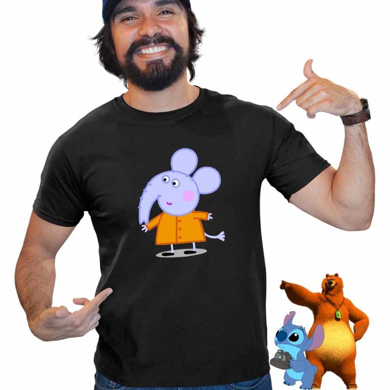Fashion, accesorii si bijuterii - Barbati - Imbracaminte - Tricouri si bluze barbati - Tricou Barbati Elefantul Edmond Purcelusa Peppa Pig, negru, marime L - Infinity.ro