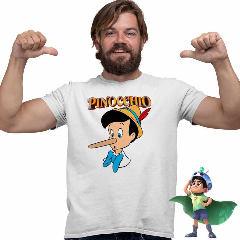 Fashion, accesorii si bijuterii - Barbati - Imbracaminte - Tricouri si bluze barbati - Tricou Barbati Pinocchio Nas Lung, alb, marime S - Infinity.ro
