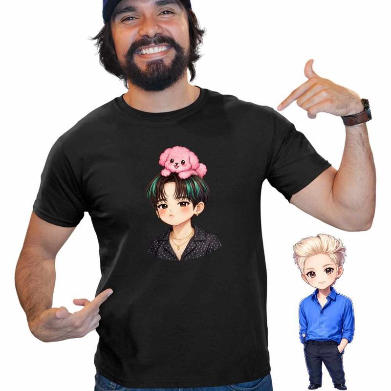 Fashion, accesorii si bijuterii - Barbati - Imbracaminte - Tricouri si bluze barbati - Tricou Barbati Shinee Key Chibi Kpop, negru, marime 2XL - Infinity.ro