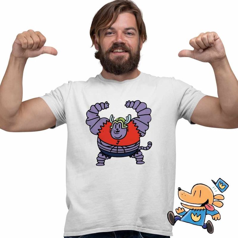 Fashion, accesorii si bijuterii - Barbati - Imbracaminte - Tricouri si bluze barbati - Tricou Barbati Dog Man Big Jim Captain Underpants Chilot, alb, marime M - Infinity.ro