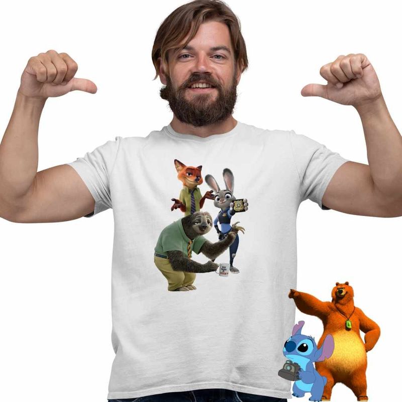 Fashion, accesorii si bijuterii - Barbati - Imbracaminte - Tricouri si bluze barbati - Tricou Barbati Zootopia Judy Nick Flash, alb, marime 3XL - Infinity.ro