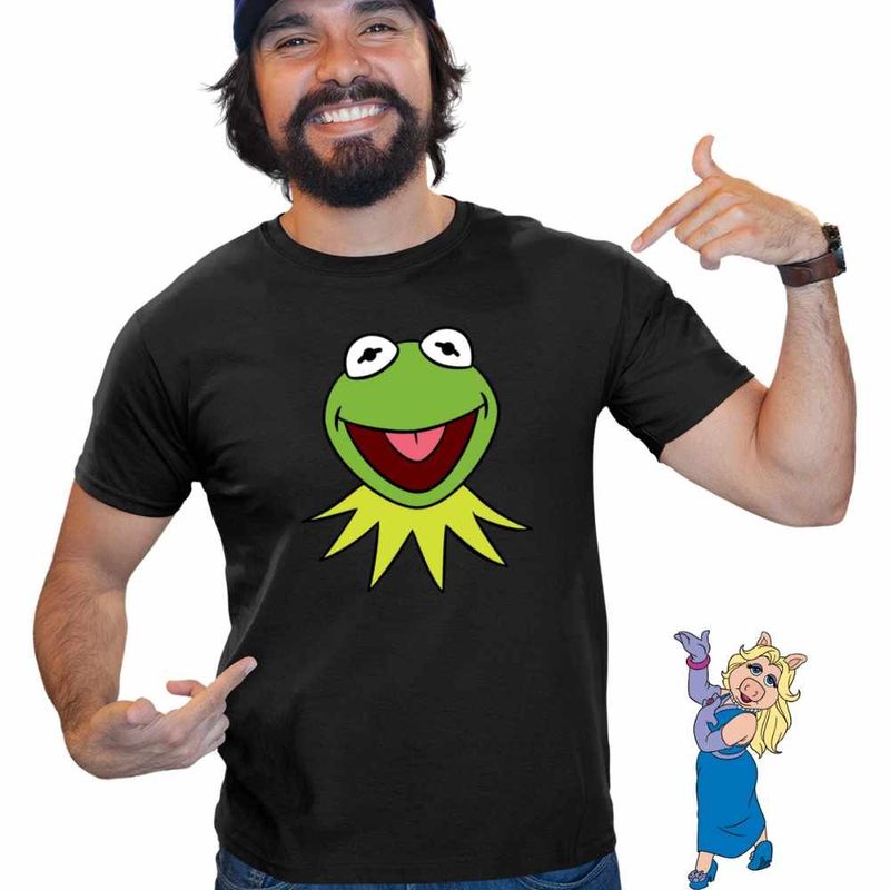 Fashion, accesorii si bijuterii - Barbati - Imbracaminte - Tricouri si bluze barbati - Tricou Barbati The Muppets Kermit the Frog, negru, marime M - Infinity.ro