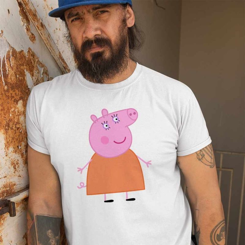 Fashion, accesorii si bijuterii - Barbati - Imbracaminte - Tricouri si bluze barbati - Tricou Barbati Mama Purcelusa Peppa Pig, alb, marime 2XL - Infinity.ro