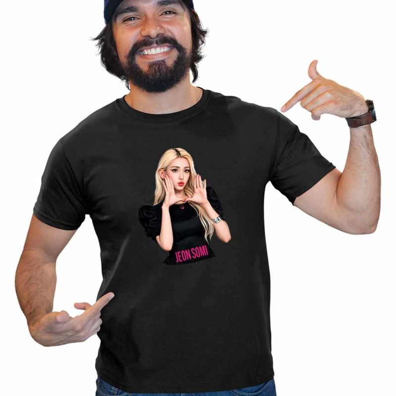 Fashion, accesorii si bijuterii - Barbati - Imbracaminte - Tricouri si bluze barbati - Tricou Barbati Jeon Somi Merch Kpop, negru, marime 2XL - Infinity.ro