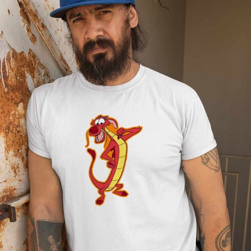 Fashion, accesorii si bijuterii - Barbati - Imbracaminte - Tricouri si bluze barbati - Tricou Barbati Mulan Mushu Dragon, alb, marime 3XL - Infinity.ro