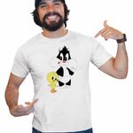 Fashion, accesorii si bijuterii - Barbati - Imbracaminte - Tricouri si bluze barbati - Tricou Barbati Tweety Sylvester Scutec, alb, marime S - Infinity.ro