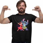 Fashion, accesorii si bijuterii - Barbati - Imbracaminte - Tricouri si bluze barbati - Tricou Barbati Lilo Stitch Dans Hawaii, negru, marime M - Infinity.ro