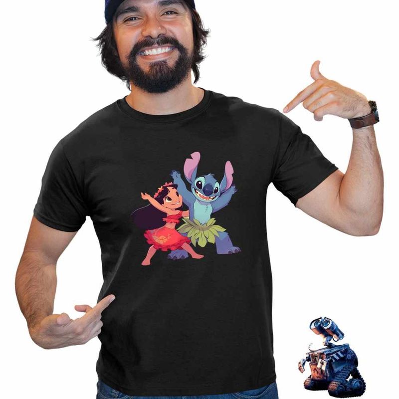 Fashion, accesorii si bijuterii - Barbati - Imbracaminte - Tricouri si bluze barbati - Tricou Barbati Lilo Stitch Dans Hawaii, negru, marime M - Infinity.ro